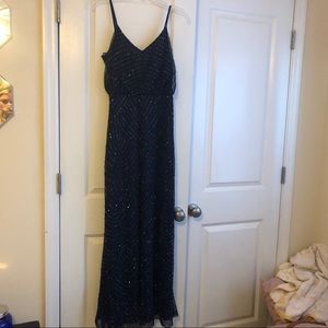 Navy Blue beaded Formal Dress